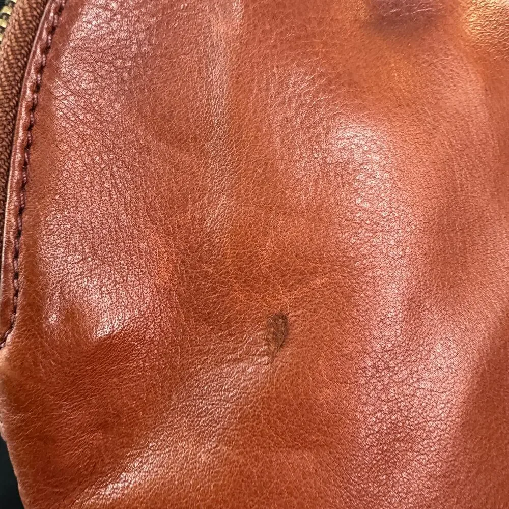 Margot New York Camille Backpack Bag Brown Tan Leather Turnlock Adjustable FLAW